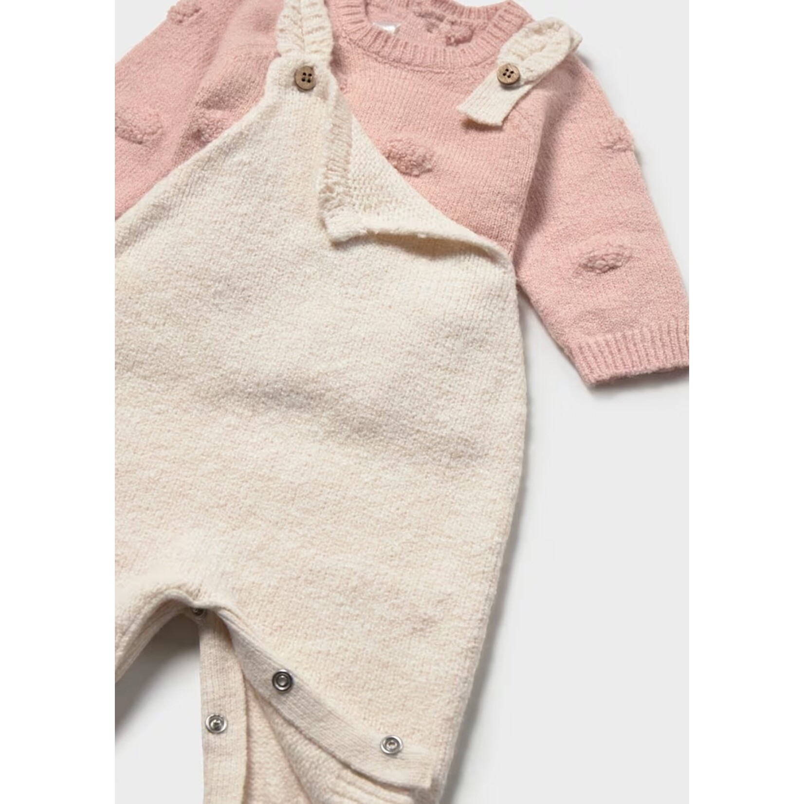 Mayoral MAYORAL - Ensemble 2 pièces: Salopette beige et pull rose