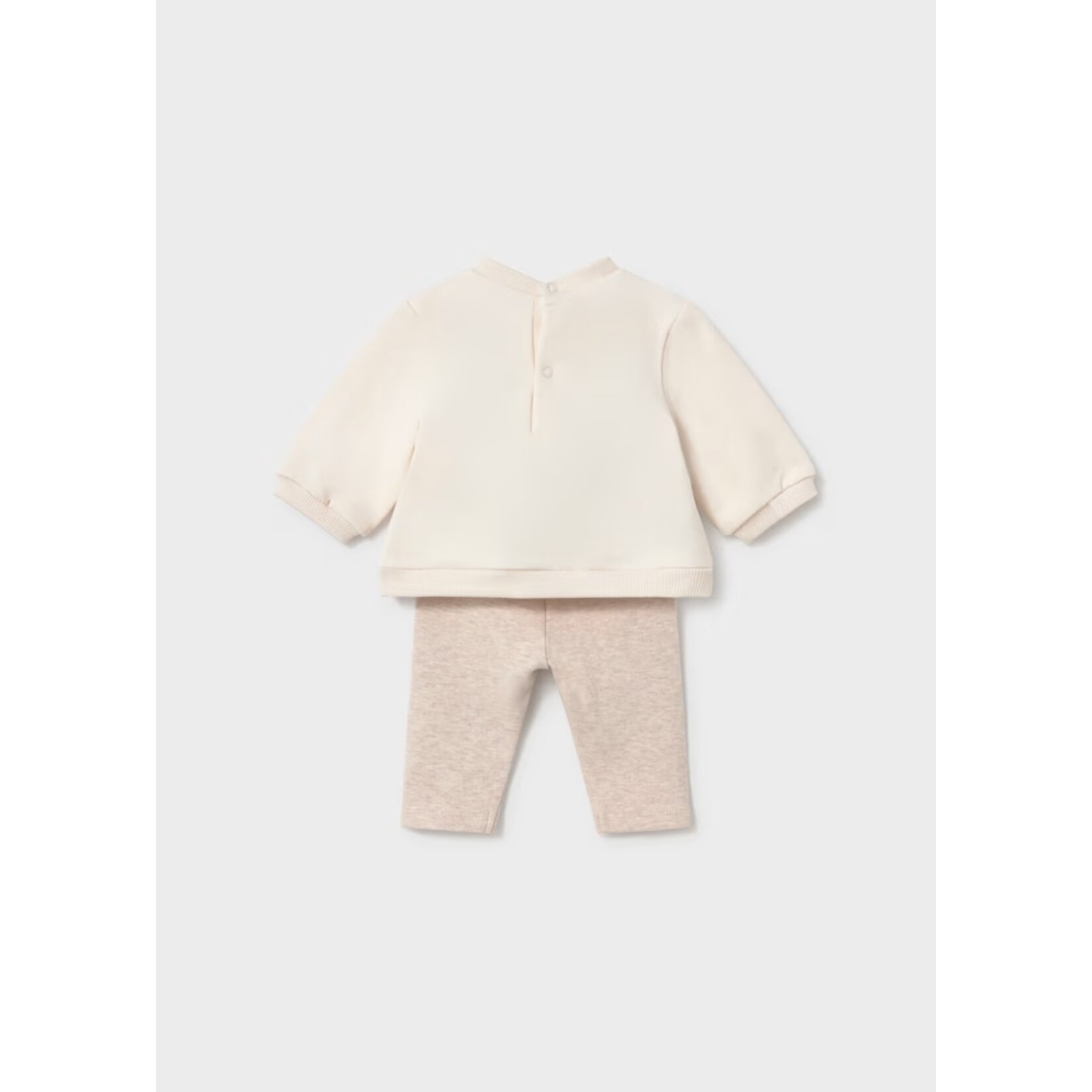 Mayoral MAYORAL - Ensemble 2 pièces: Pull beige avec broderie de fleurs et pantalon beige