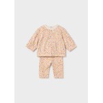 Mayoral MAYORAL - 2-piece set: Beige sweater and trousers with a small, colorful floral print.