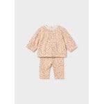 Mayoral MAYORAL - Ensemble 2 pièces: Pull et pantalon beige avec imprimé de petites fleurs colorées