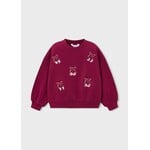 Mayoral MAYORAL - Chandail de style pull rouge avec broderie de cerises pailletées et boucles rose