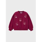 Mayoral MAYORAL - Red pullover-style sweater with sequined cherry embroidery and pink bows