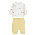 Mayoral MAYORAL - 2-piece set: White sweater with a musical animal print and yellow trousers