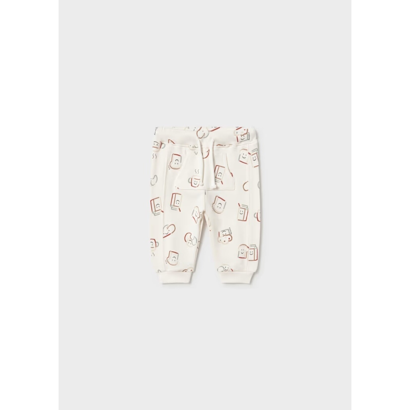 Mayoral MAYORAL - Pantalon jogger léger blanc beige avec imprimé déjeuner 'Yummy'