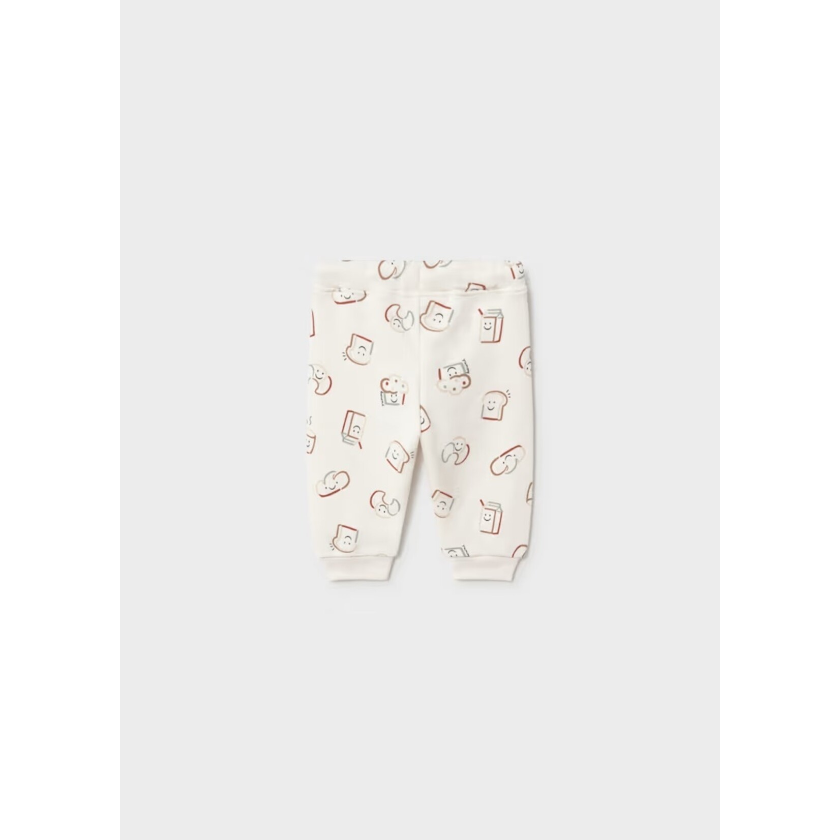 Mayoral MAYORAL - Pantalon jogger léger blanc beige avec imprimé déjeuner 'Yummy'