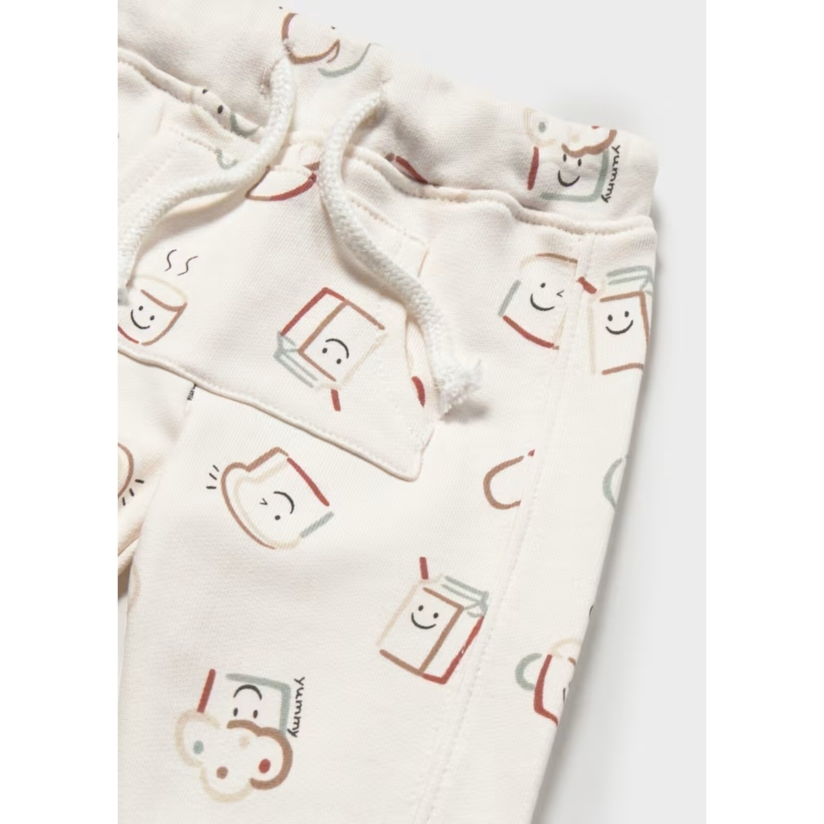 Mayoral MAYORAL - Pantalon jogger léger blanc beige avec imprimé déjeuner 'Yummy'