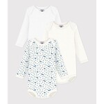 Petit Bateau PETIT BATEAU - Pack of 3 long-sleeved, round-neck bodysuits 'Blue foxes'
