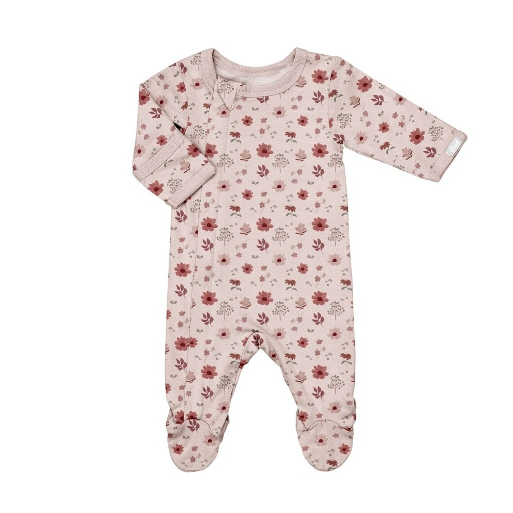 Coccoli COCCOLI - One-piece baby pyjamas in pink modal with pink floral print