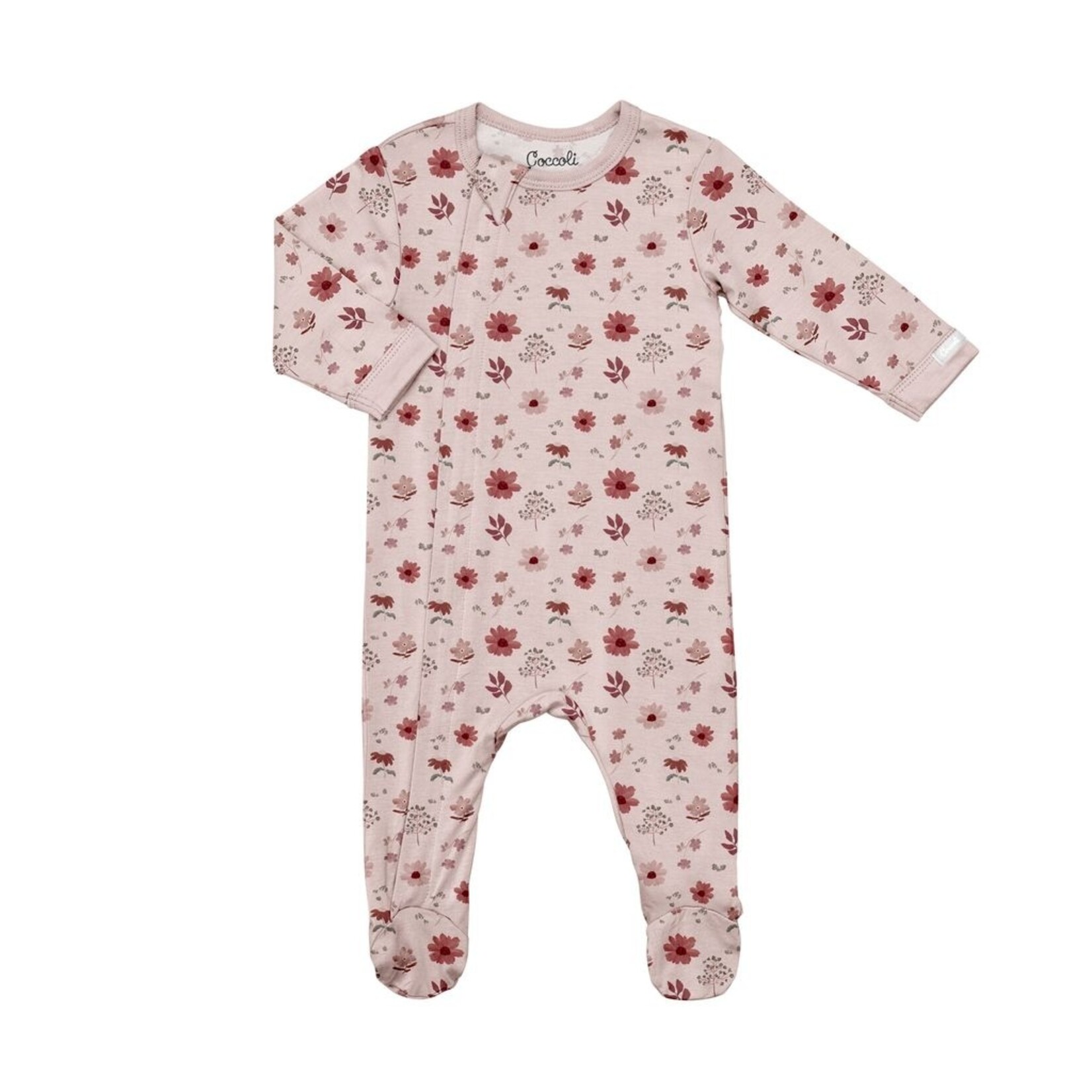 Coccoli COCCOLI - Pyjama une pièce pour bébé en modal rose avec imprimé de fleurs roses