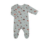 Coccoli COCCOLI - Pyjama une pièce pour bébé en modal gris bleu avec imprimé d'animaux de la forêt