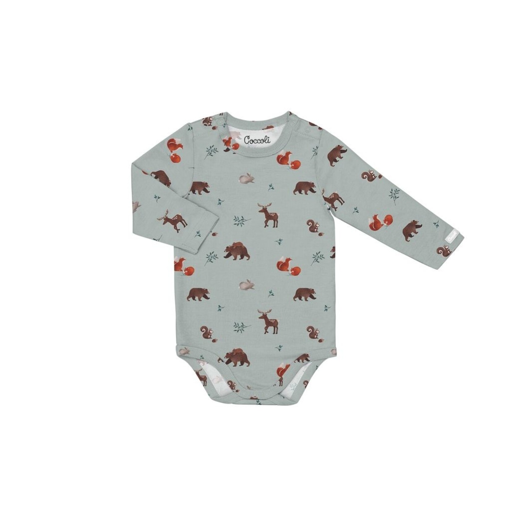 Coccoli COCCOLI - Cache-couche à manches longues en modal gris bleu avec motif d'animaux de la forêt