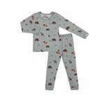 Coccoli COCCOLI - Two-piece long grey-blue modal pyjamas with forest animal print