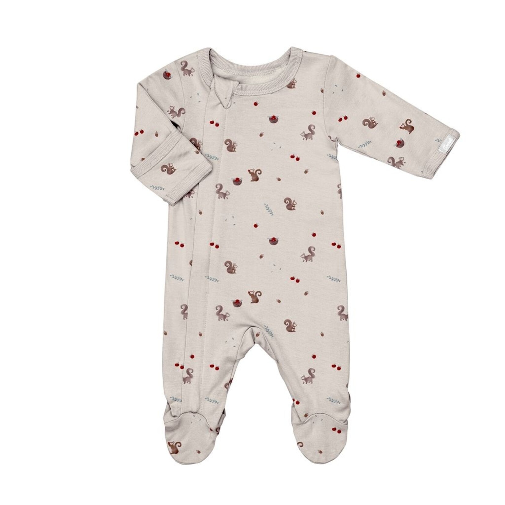 Coccoli COCCOLI - Pyjama une pièce pour bébé en modal gris avec imprimé d'écureuils