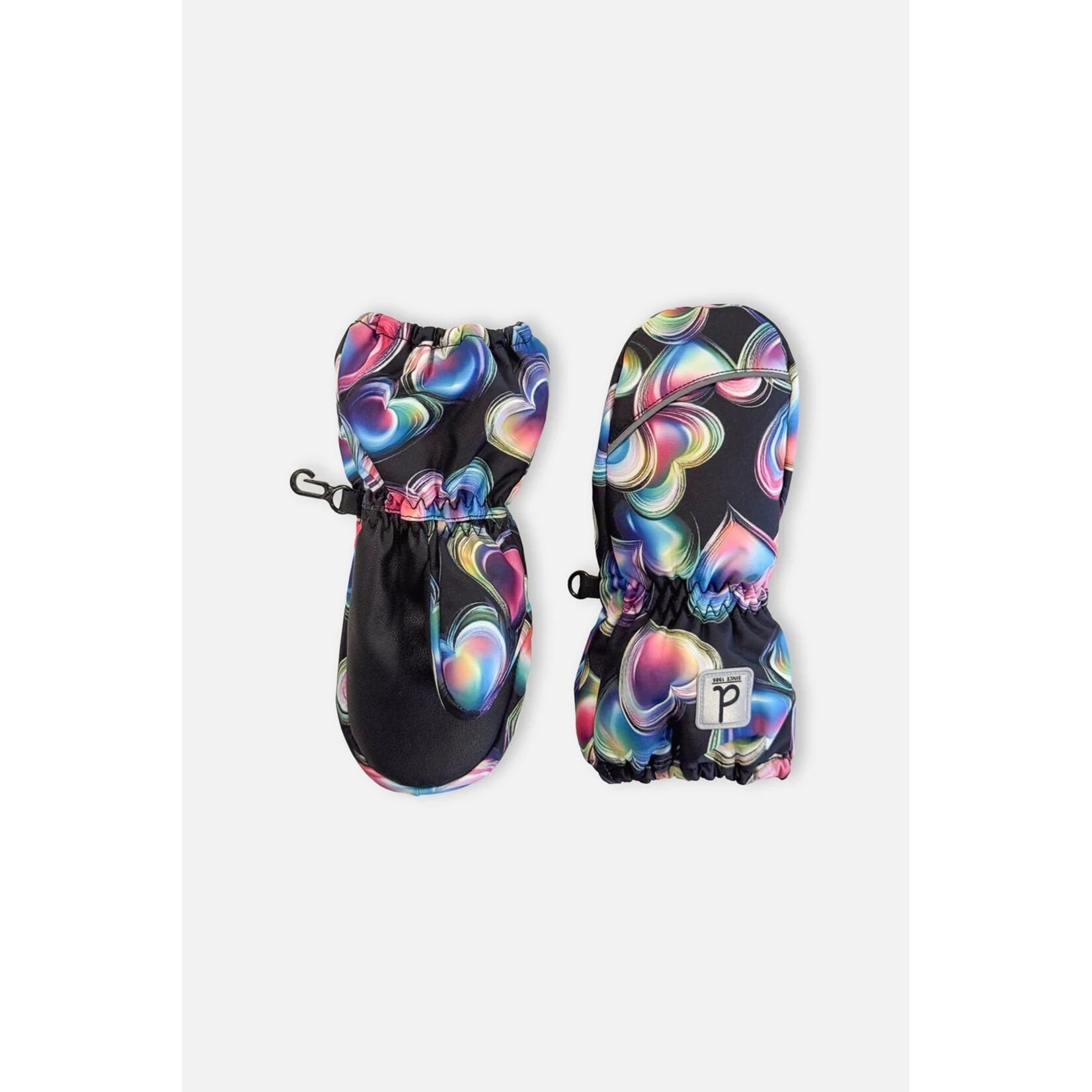 Deux par Deux DEUX PAR DEUX -  'PLAY' Winter Mittens – Black with heart print