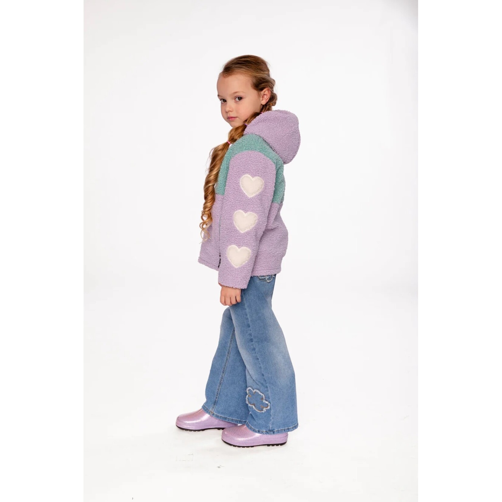 Deux par Deux DEUX PAR DEUX - 'Aquifer' reversible pale blue-grey and mauve mid-season coat