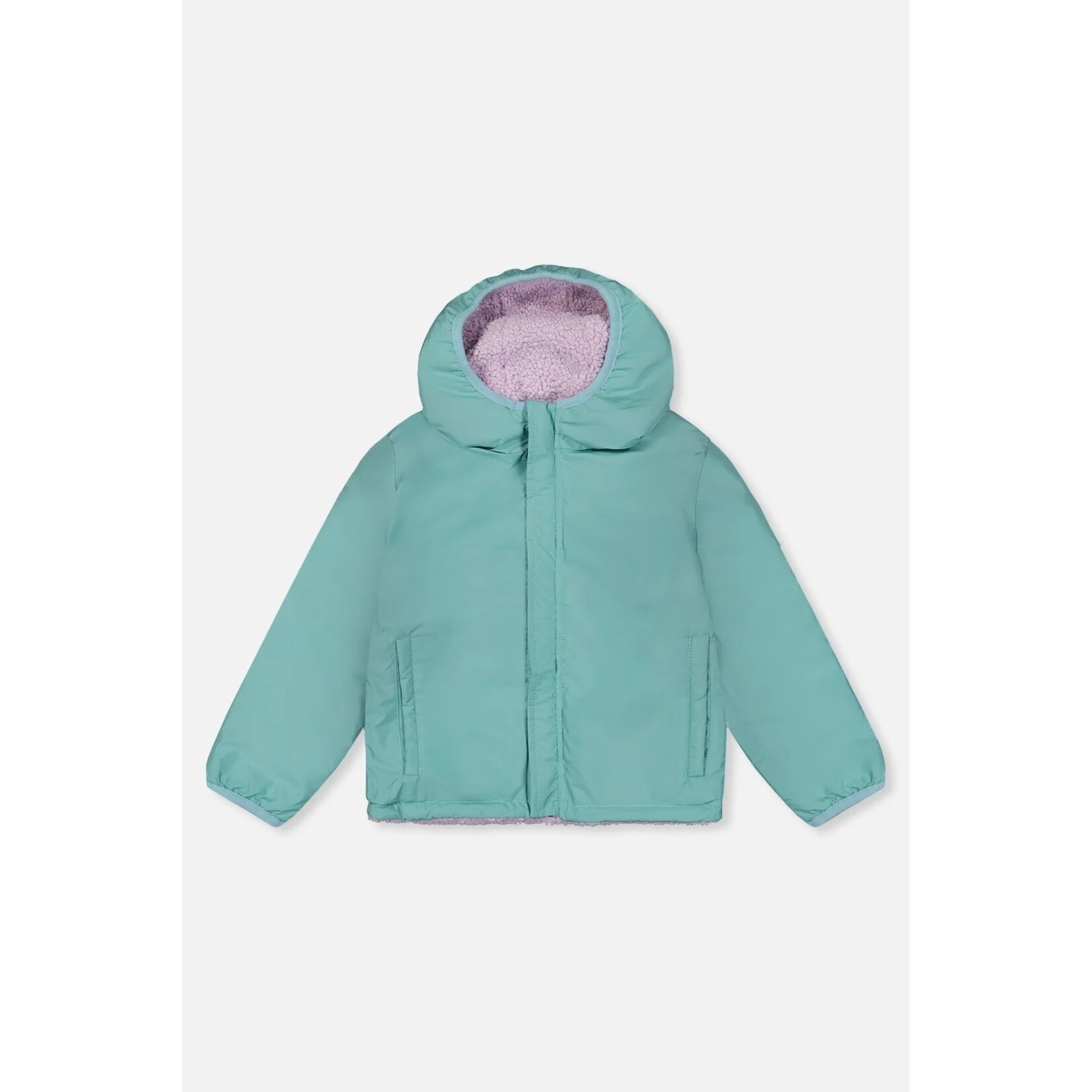 Deux par Deux DEUX PAR DEUX - 'Aquifer' reversible pale blue-grey and mauve mid-season coat