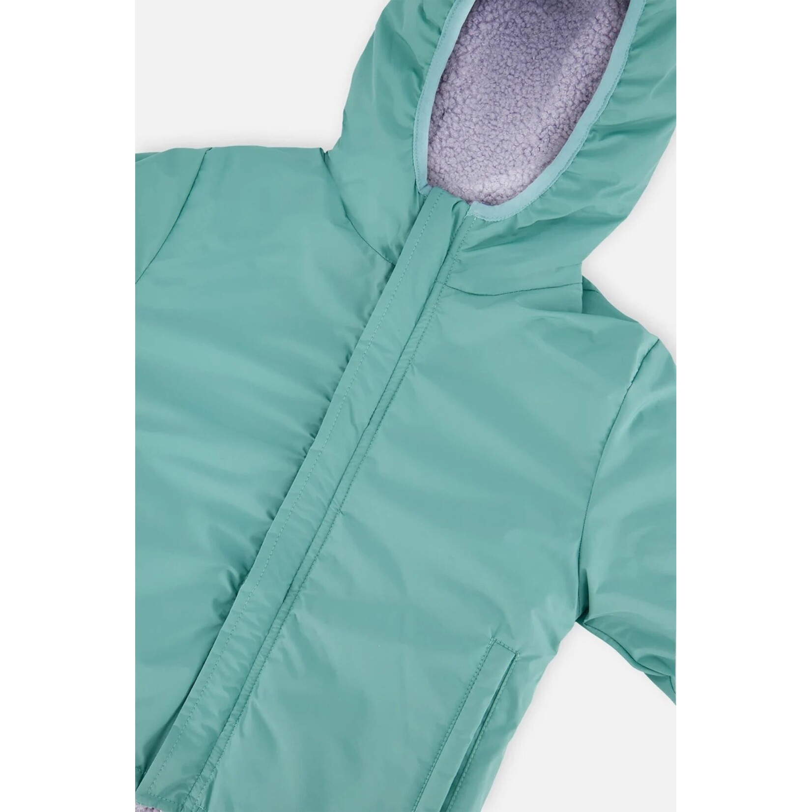 Deux par Deux DEUX PAR DEUX - 'Aquifer' reversible pale blue-grey and mauve mid-season coat