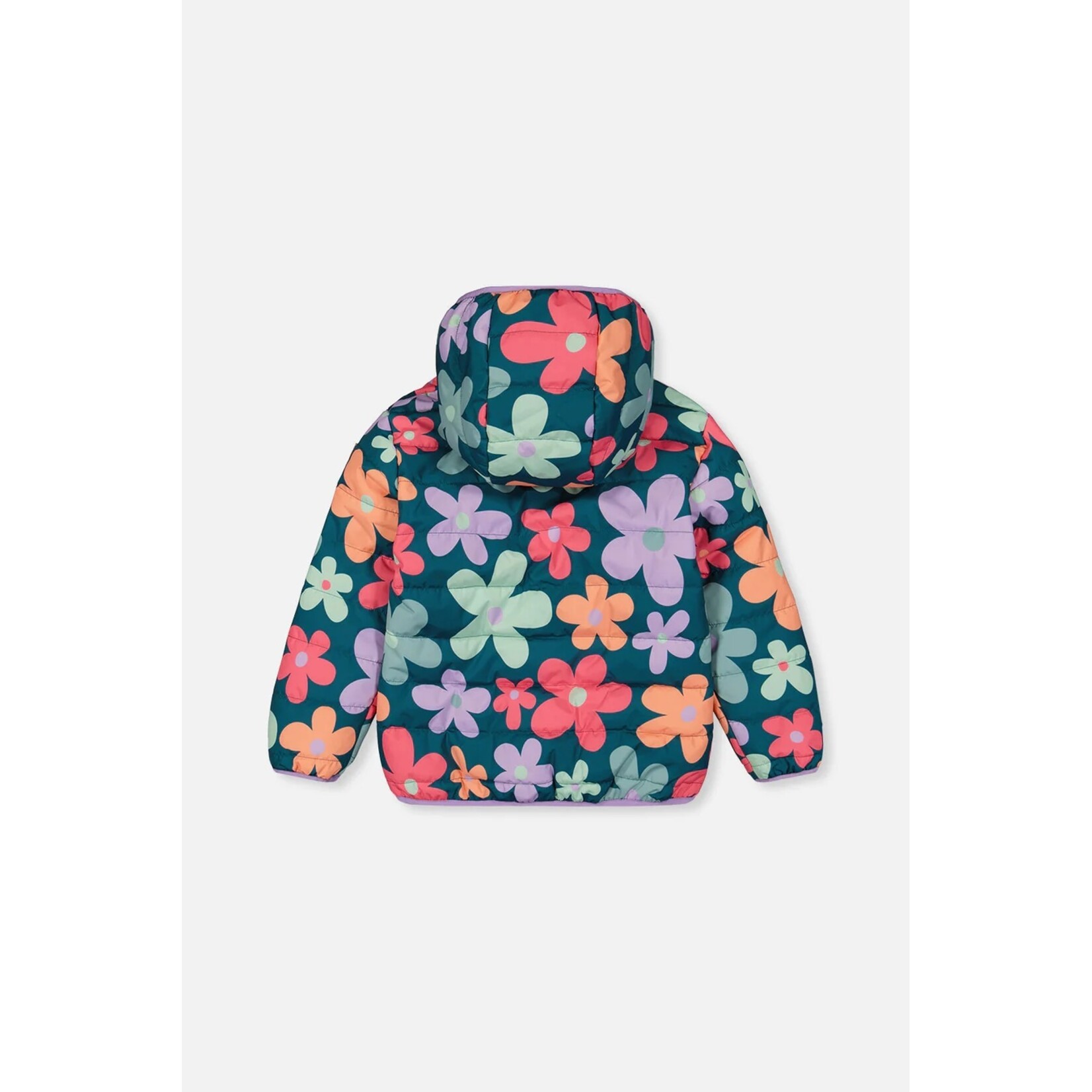 Deux par Deux DEUX PAR DEUX - Green quilted mid-season coat with 'Printed simple flowers' pattern