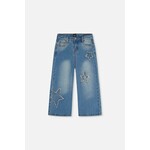 Deux par Deux DEUX PAR DEUX - Navy blue denim jeans with frayed embroidered stars 'Varsity League'