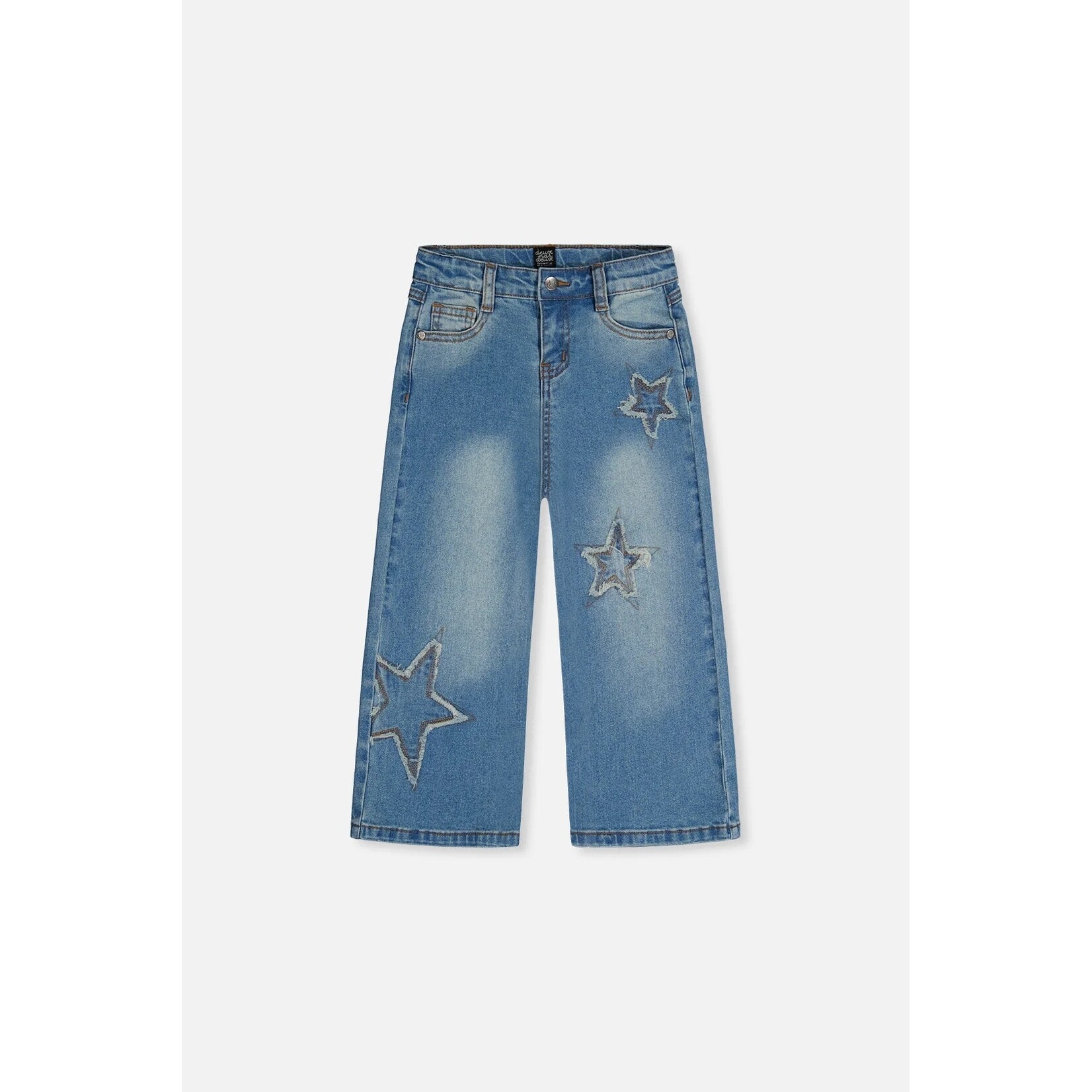 Deux par Deux DEUX PAR DEUX - Jeans denim bleu marine avec étoiles brodés éffilochés 'Esprit campus'