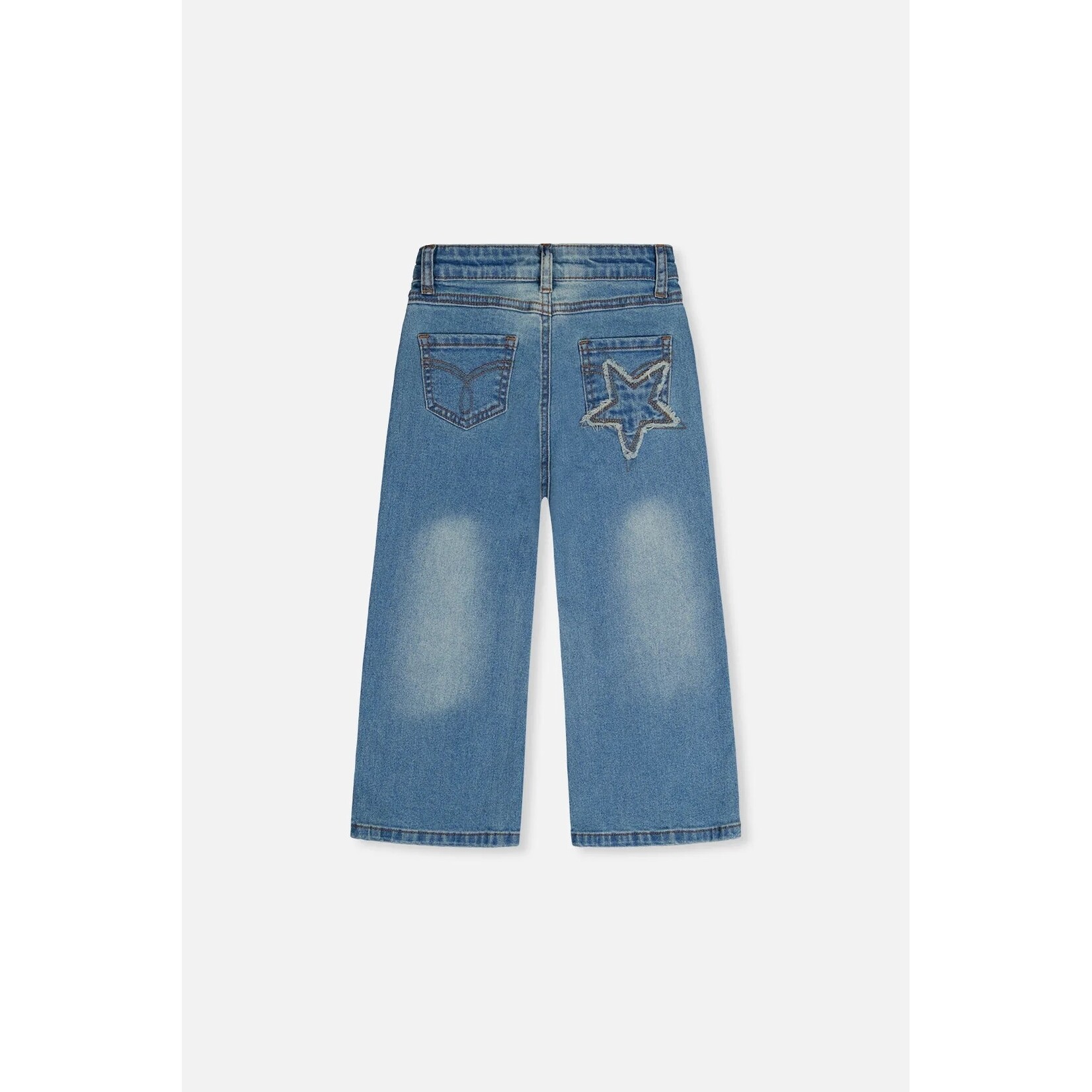 Deux par Deux DEUX PAR DEUX - Jeans denim bleu marine avec étoiles brodés éffilochés 'Esprit campus'