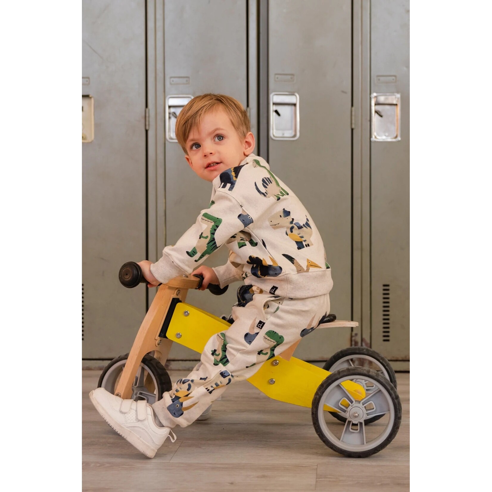 Deux par Deux DEUX PAR DEUX - Pantalon de jogging en molleton beige imprimé dinosaures 'Petits fossiles'