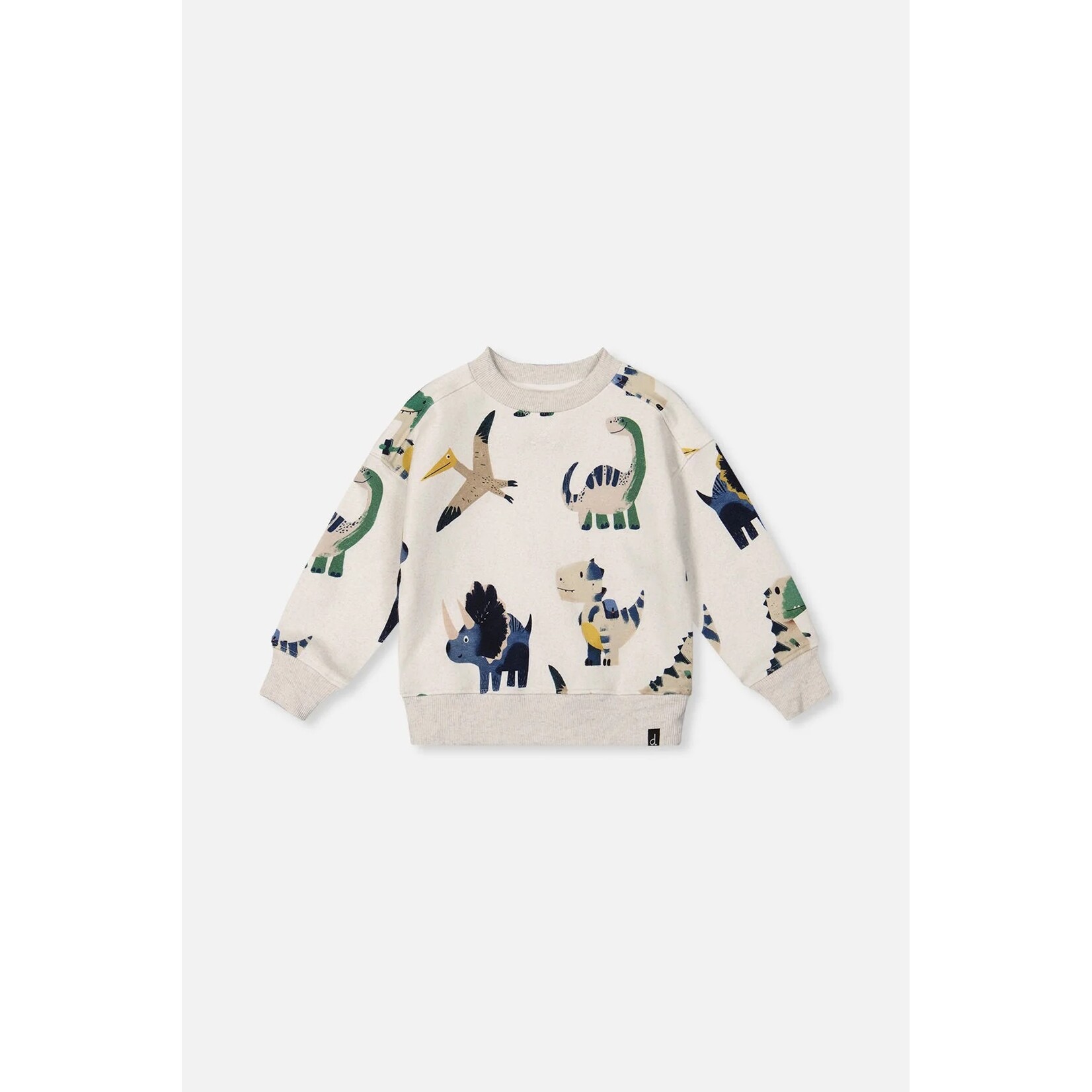 Deux par Deux DEUX PAR DEUX - Fleece Sweatshirt Beige Dinosaur Print 'Tiny Fossils'