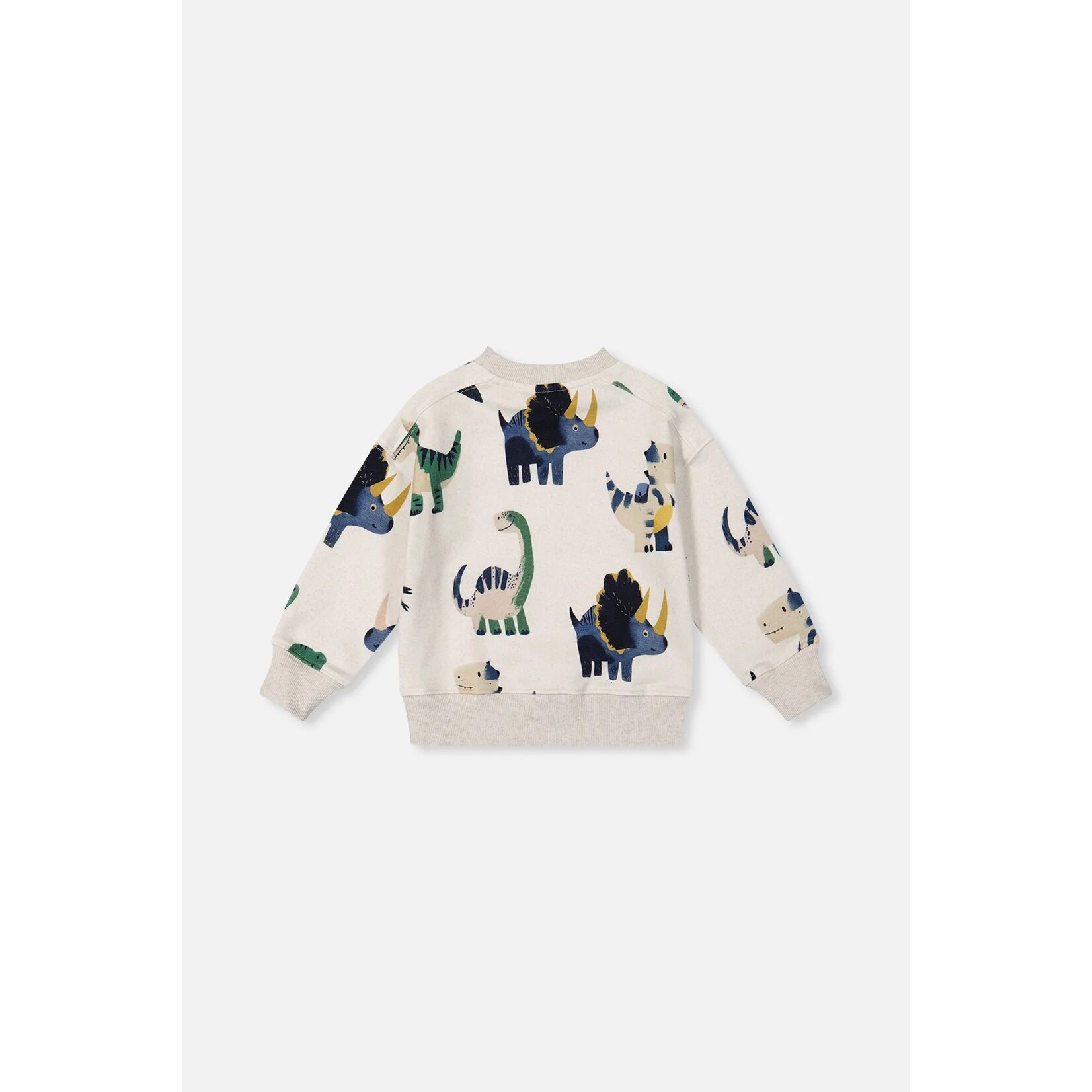 Deux par Deux DEUX PAR DEUX - Fleece Sweatshirt Beige Dinosaur Print 'Tiny Fossils'