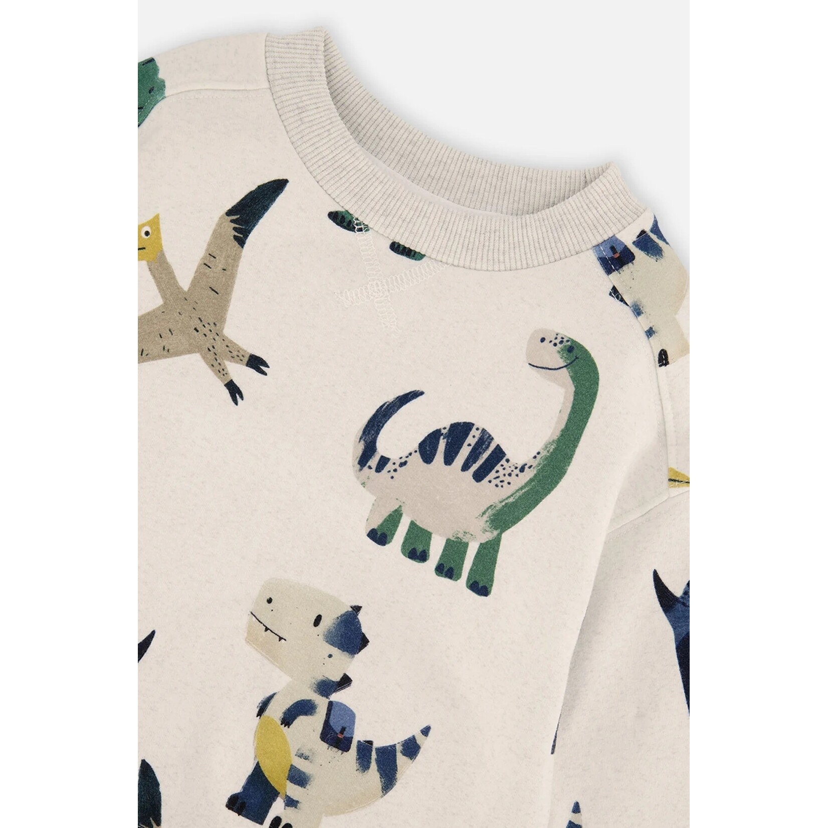 Deux par Deux DEUX PAR DEUX - Sweat en molleton beige imprimé dinosaures 'Petits fossiles'