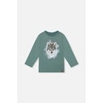 Deux par Deux DEUX PAR DEUX - T-shirt turquoise à manches longues avec un imprimé graphique de loup