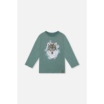 Deux par Deux DEUX PAR DEUX - Turquoise long-sleeved T-shirt with a graphic wolf print