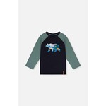 Deux par Deux DEUX PAR DEUX - Dark blue and green raglan t-shirt with bear-inspired graphic print