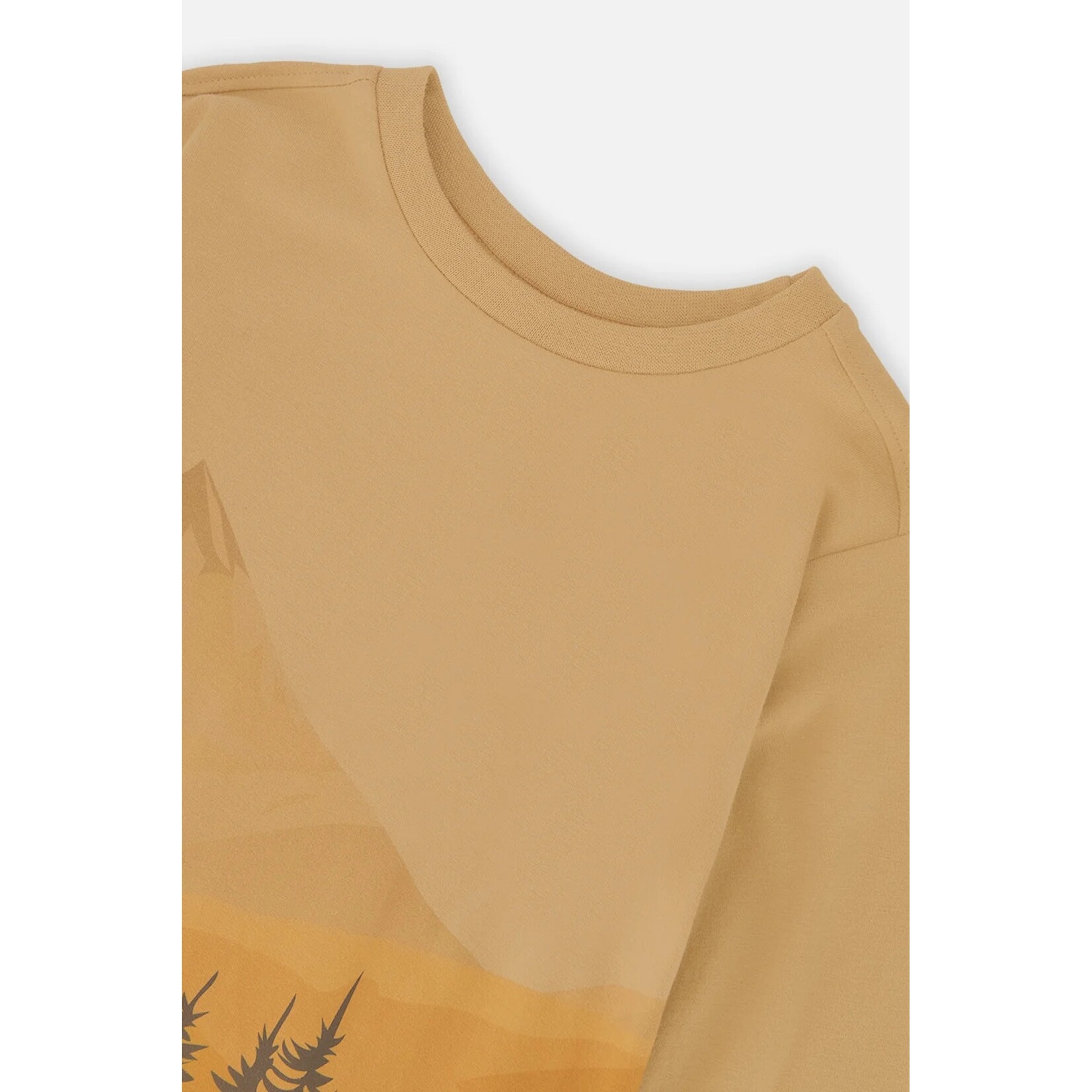 Deux par Deux DEUX PAR DEUX - Beige long-sleeved T-shirt with a graphic mountain print