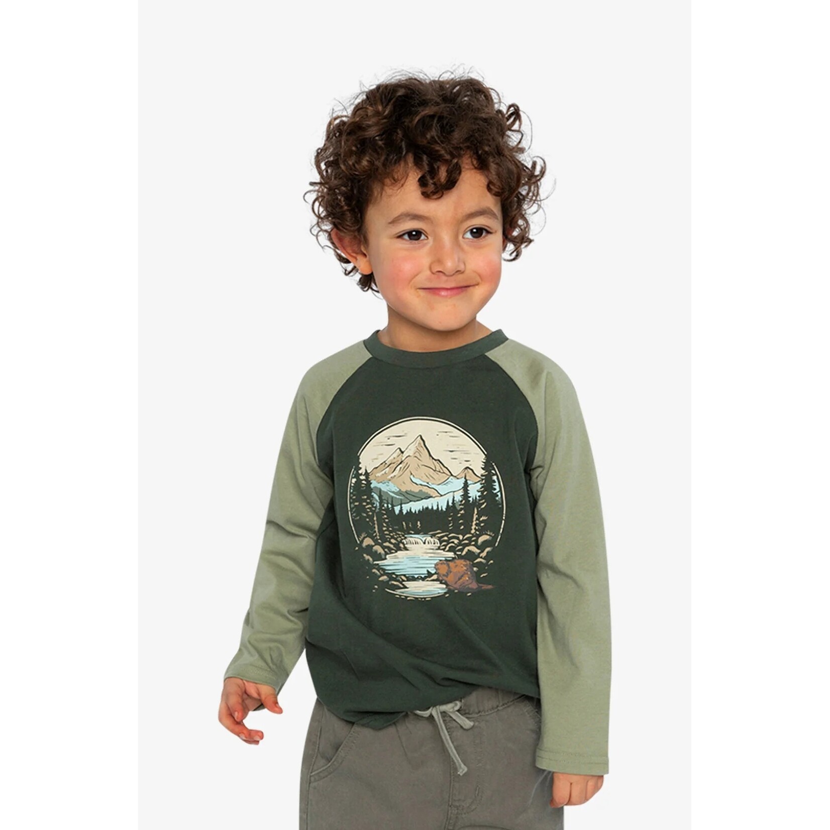 Deux par Deux DEUX PAR DEUX - T-shirt raglan turquoise foncé avec impression graphique inspirée de la nature