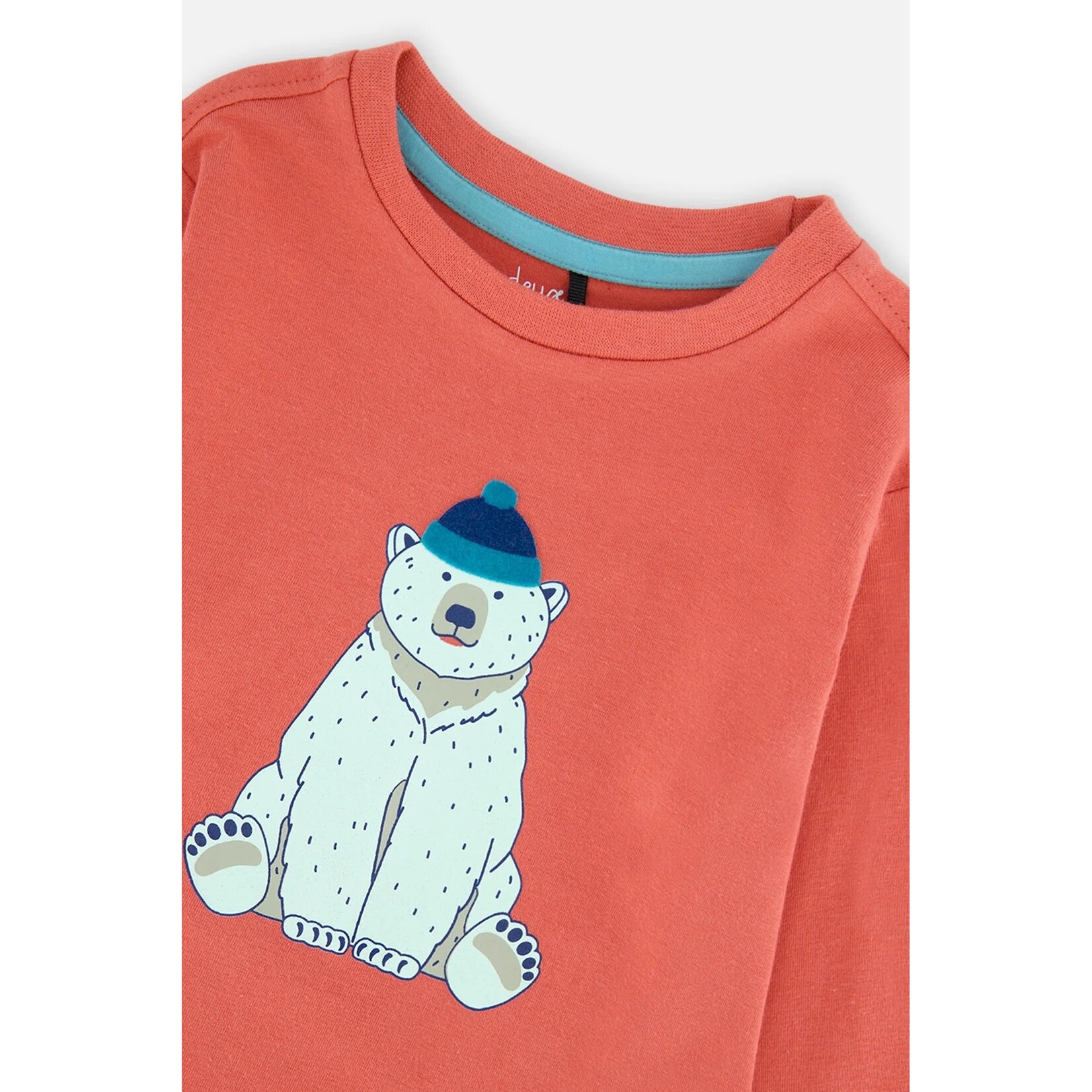 Deux par Deux DEUX PAR DEUX - Orange-pink long-sleeved T-shirt with polar bear graphic 'Nordic Buddies'