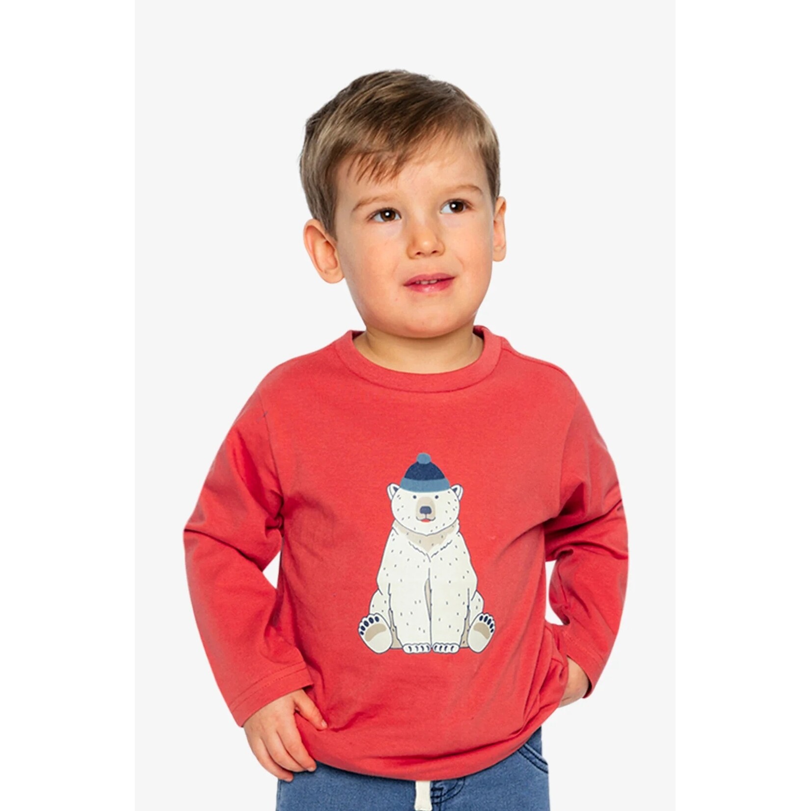 Deux par Deux DEUX PAR DEUX - T-shirt rose orangé à manches longues avec graphique ours polaire 'Copains nordiques'