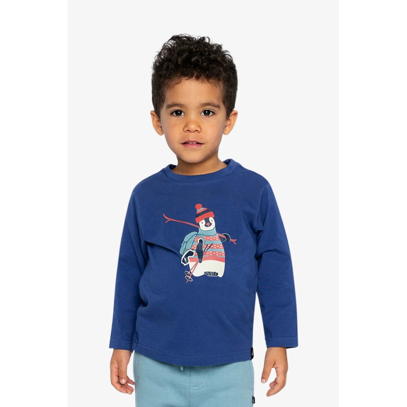 Deux par Deux DEUX PAR DEUX - T-shirt bleu à manches longues avec graphique de pingouin 'Copains nordiques'