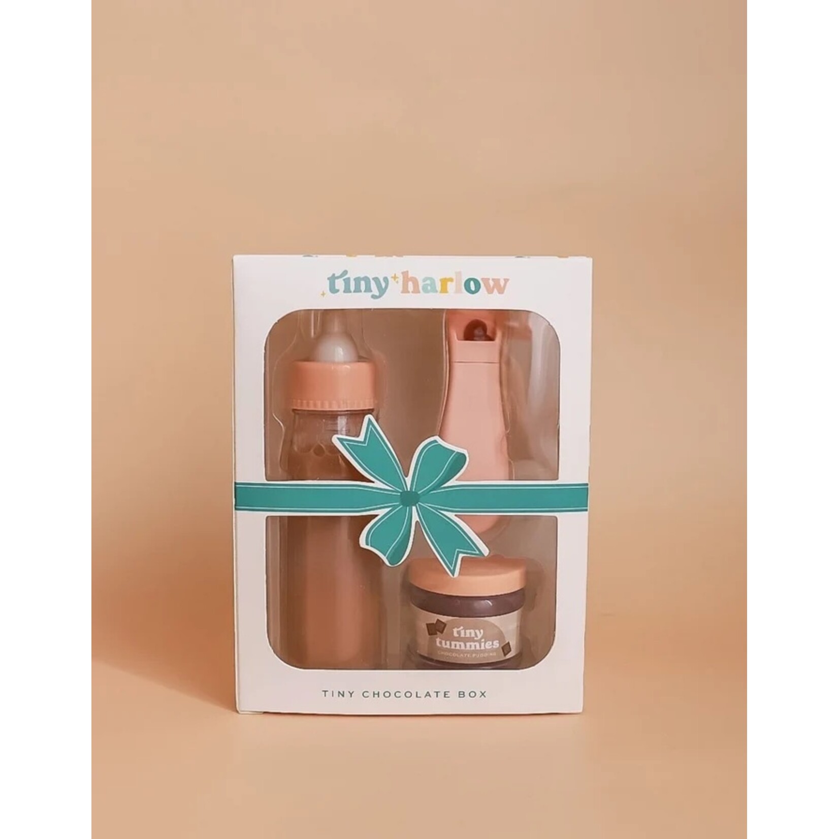 Tiny Harlow TINY HARLOW - Tiny Tummies Pudding Set and Milk Bottle for Doll - Chocolate