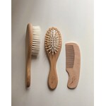 Menoum Menoum Menoum Menoum - Ensemble trio de brosses et peigne à cheveux en bois pour bébé