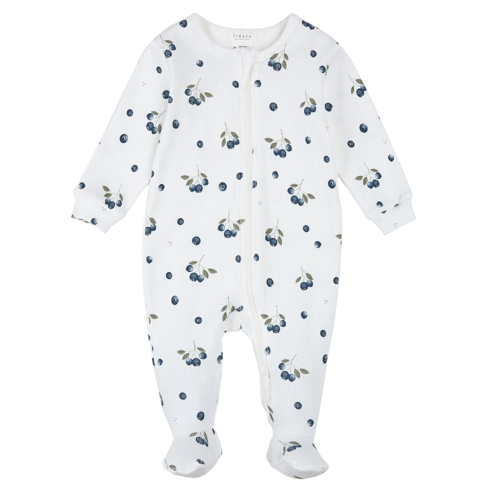 Petit Lem PETIT LEM - Blueberry Print on Off White ribbed Pajama