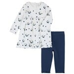 Petit Lem PETIT LEM - Ensemble robe blanche côtelé à imprimé de bleuets et legging bleu