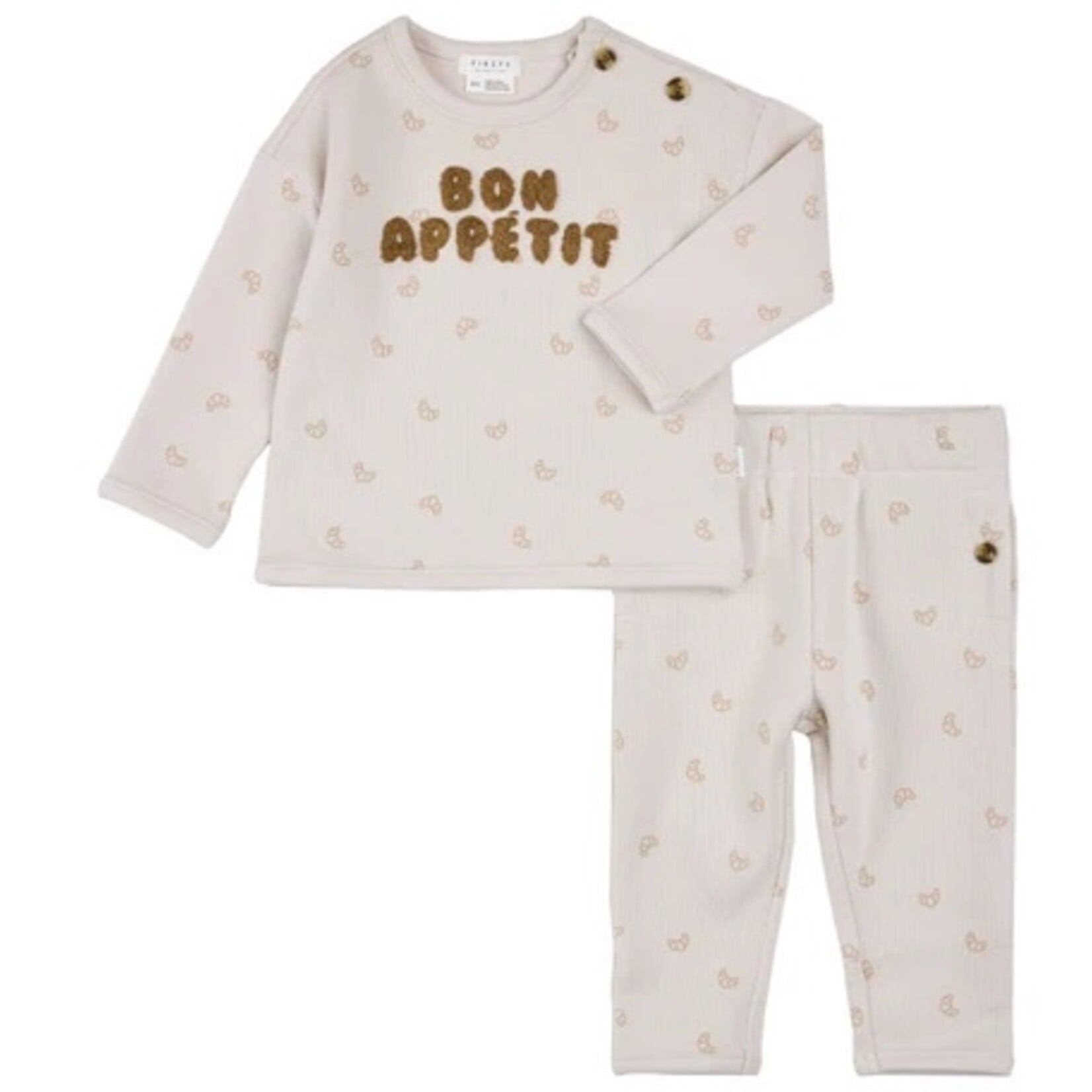 Petit Lem PETIT LEM - 'Bon appétit' 2-piece set with croissant print.