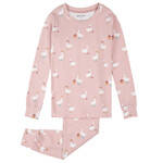 Petit Lem PETIT LEM - Ensemble pyjama rose à imprimé de canards blancs d'automne (2 pcs.)