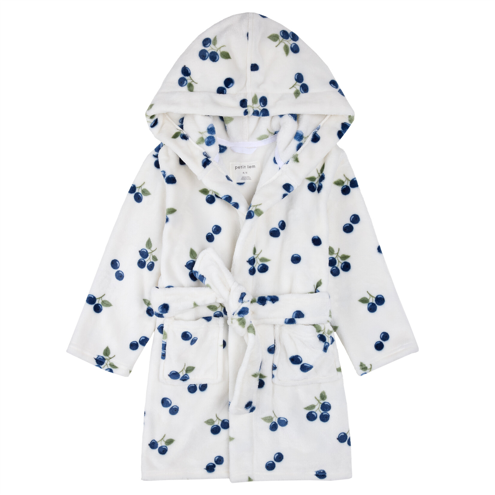 Petit Lem PETIT LEM - White plush bathrobe with a blueberry print