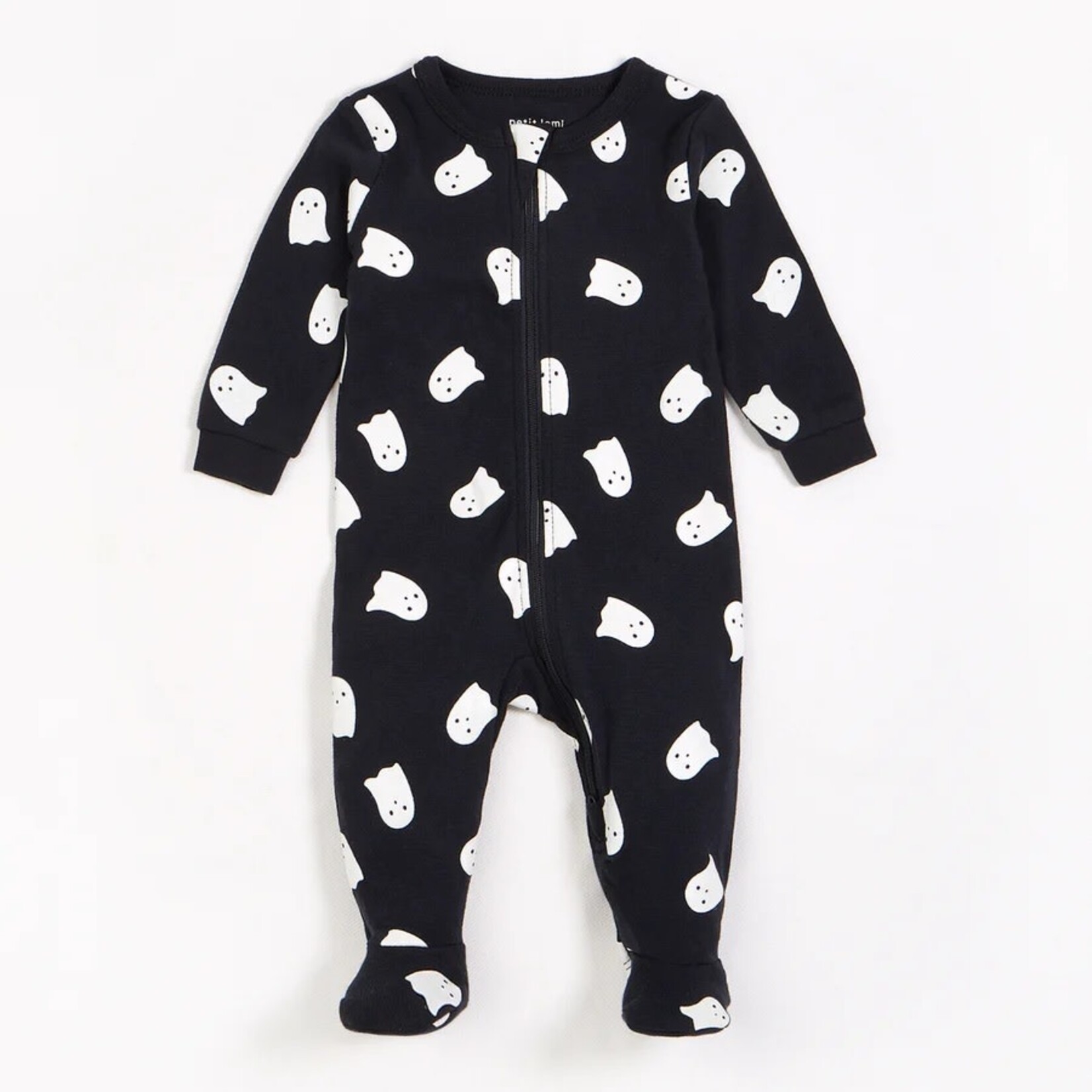 Petit Lem PETIT LEM - Pyjama de bébé noire à imprimés de fantômes phosphorescent