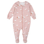 Petit Lem PETIT LEM - Pyjama de bébé rose à imprimé de canards blancs d'automne
