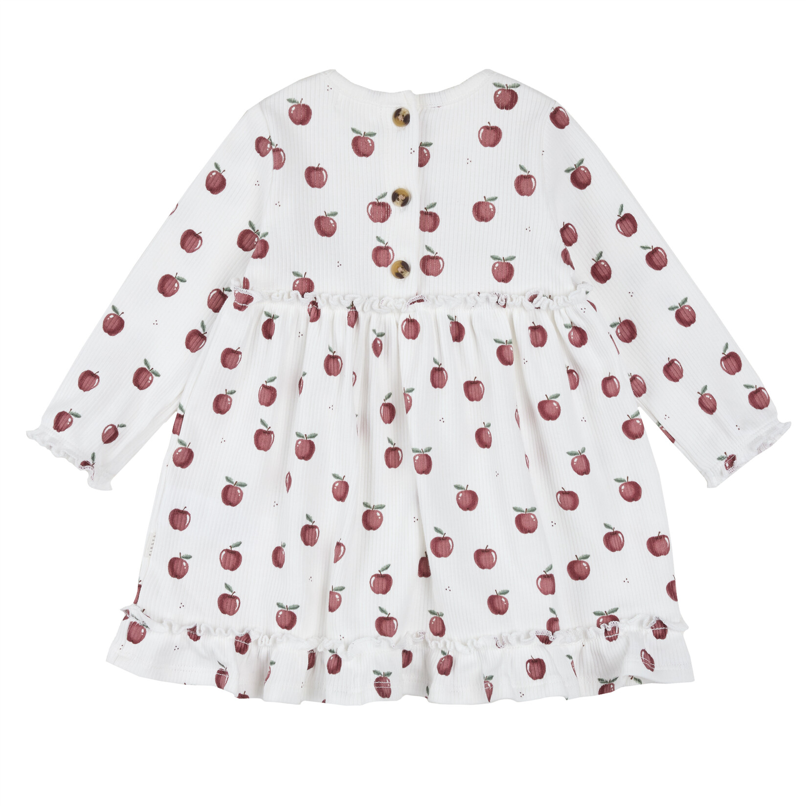 Petit Lem PETIT LEM - Ensemble robe blanche côtelé à imprimé de pommes et legging bourgogne rosé