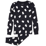 Petit Lem PETIT LEM - Black glow-in-the-dark Halloween pyjama set with ghost print (2 pcs.)