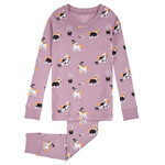 Petit Lem PETIT LEM - Powder purple Halloween pyjama set with witchy unicorn print (2 pcs.)