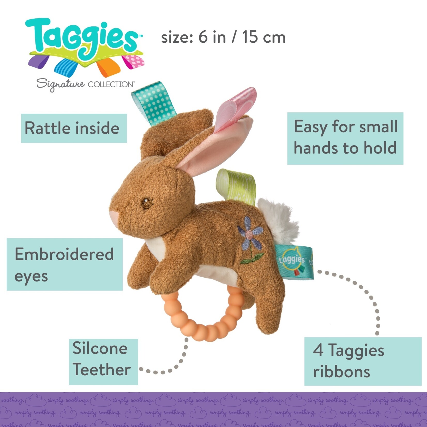 Mary Meyer MARY MEYER - Taggies - Hochet de dentition  6'' 'Harmony Bunny'